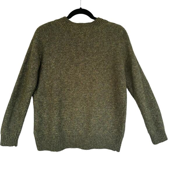 Old Navy Womens Knit V-Neck Pullover Sweater SZ M Green Gremlin Chunky Academia - Picture 2 of 7